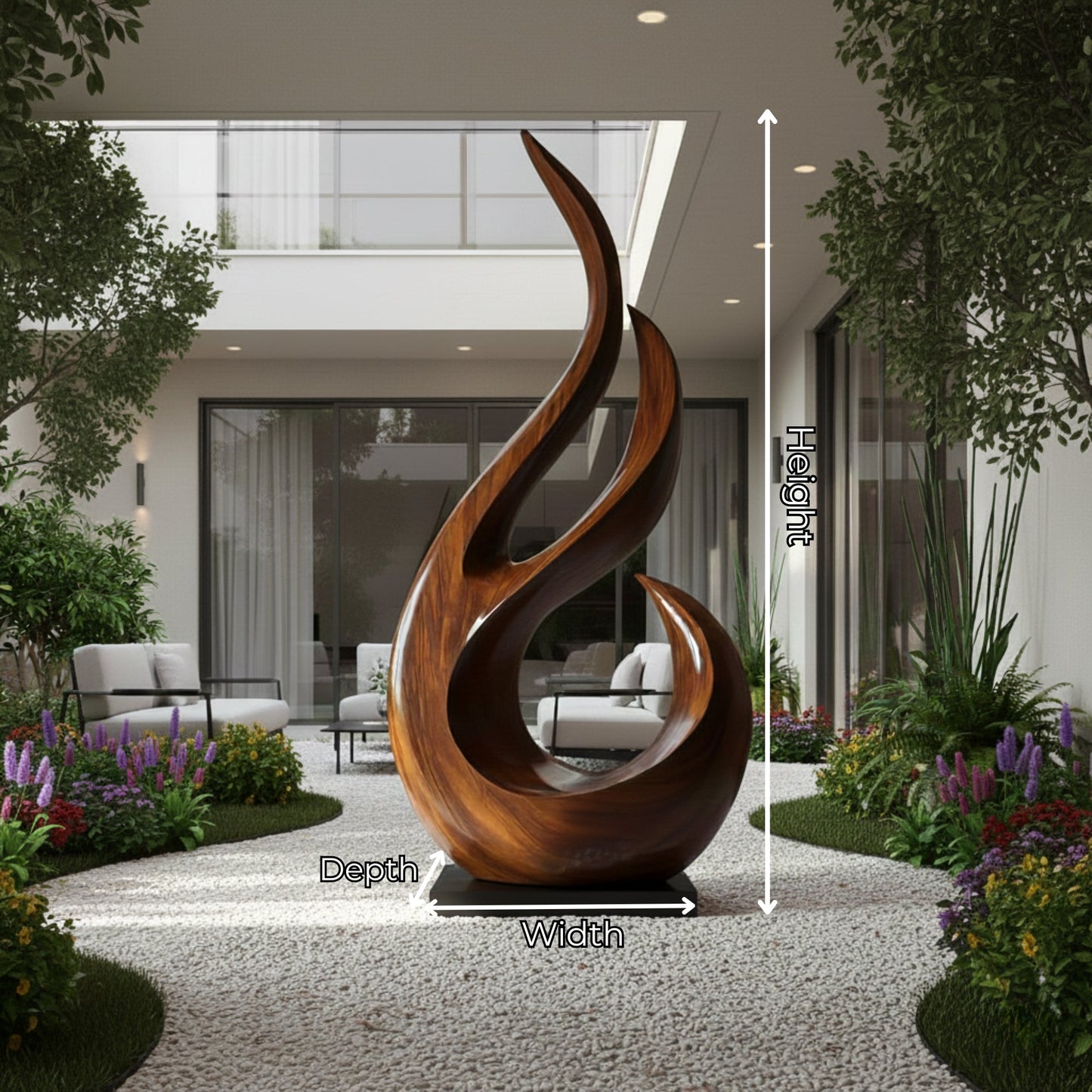 Large Abstract Solid Wood Sculpture Hand Carved Modern Wooden Floor Art