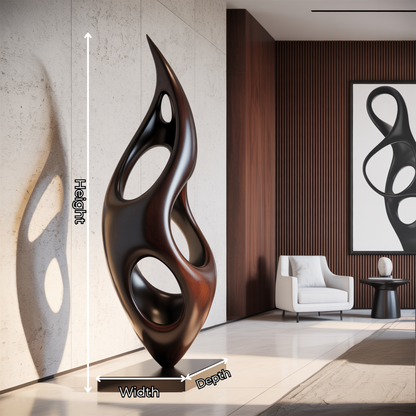Abstract Solid Wood Floor Sculpture with Organic Modern Form