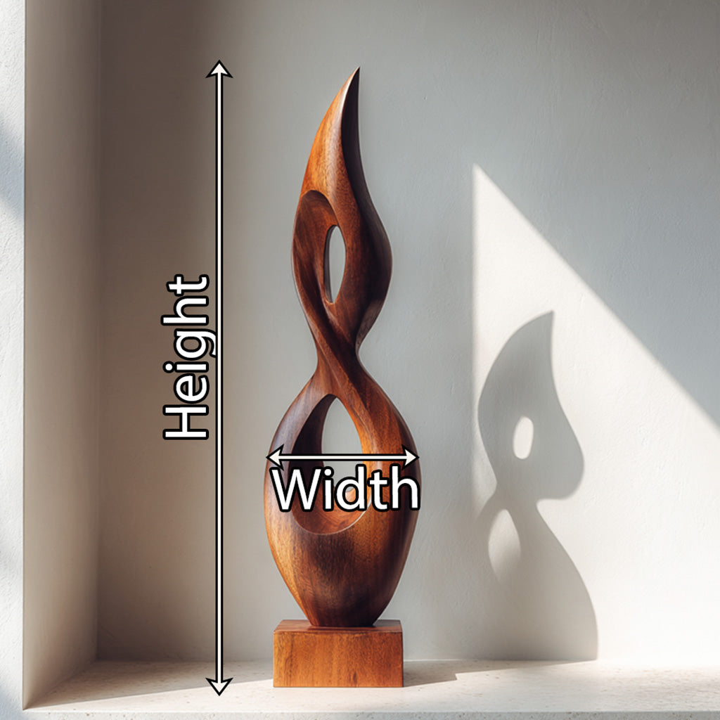 Abstract Open Form Wood Sculpture with Dual Hollow Design